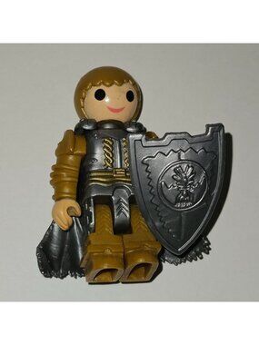 Medieval Knight Soldier 3" Figure Toy Jointed Gold Silver Shield Brand?